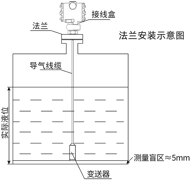 一體化投入式液位計(jì)法蘭安裝示意圖